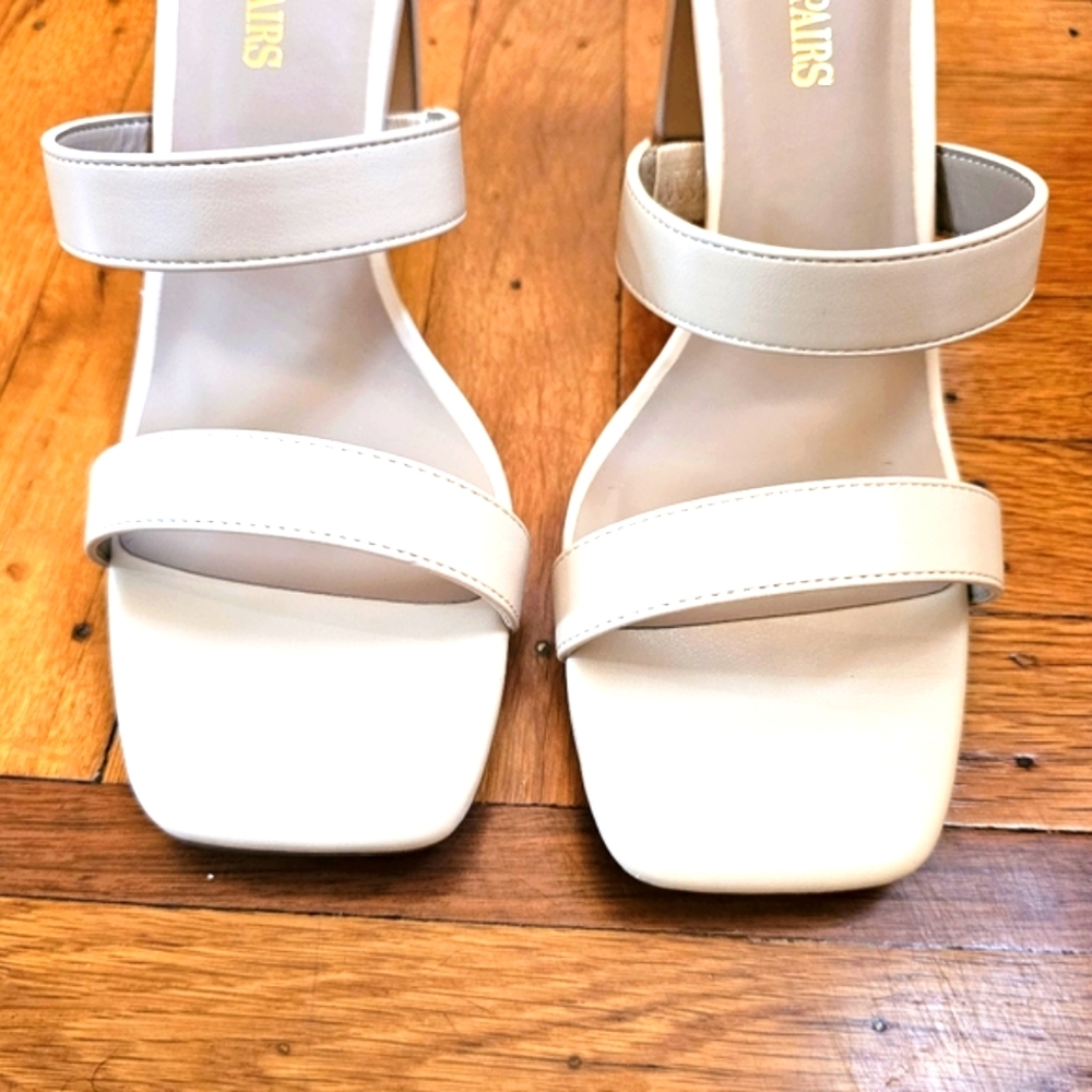 NWT Dream Pairs Women's Nude Square Open Toe Double Band High Block Heels - Picture 5 of 12